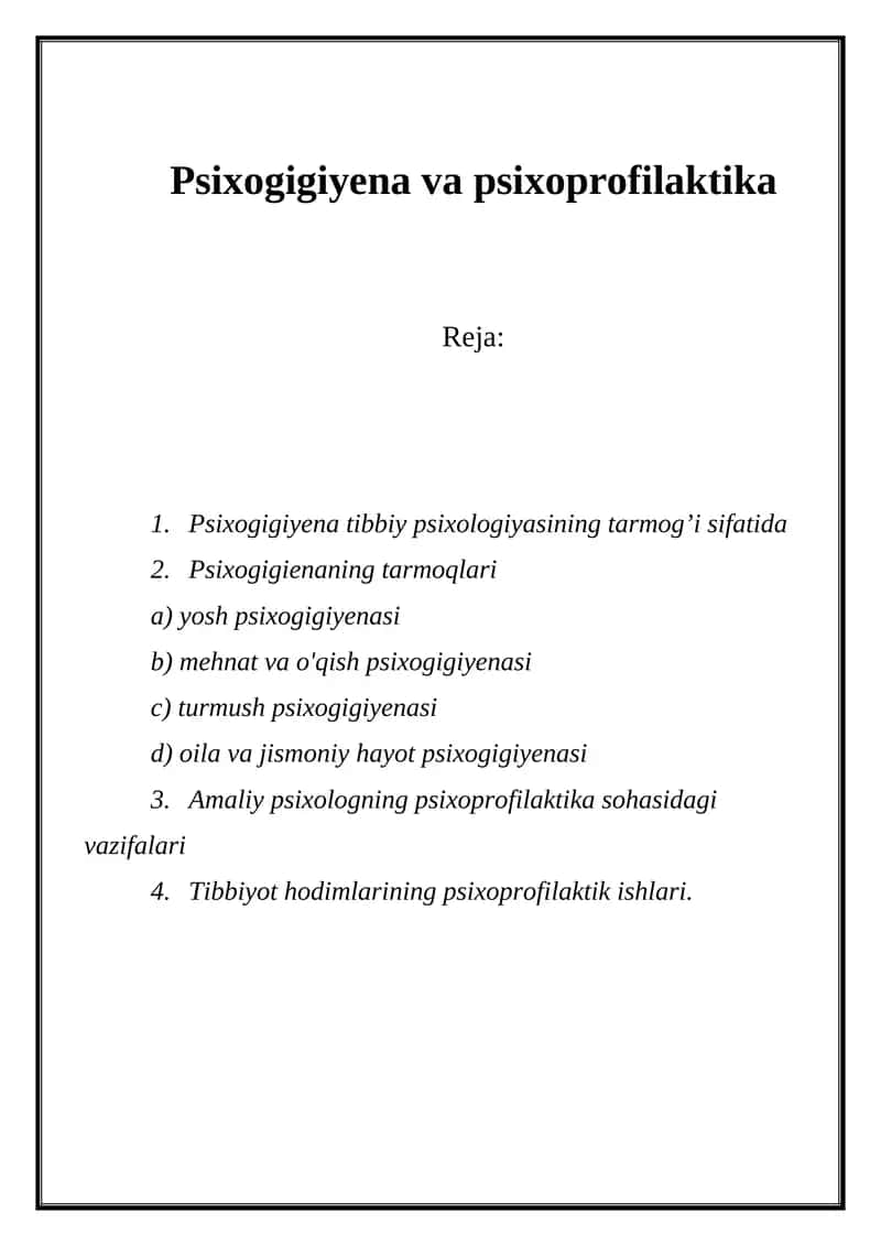 Psixogigiyena va psixoprofilaktika 1