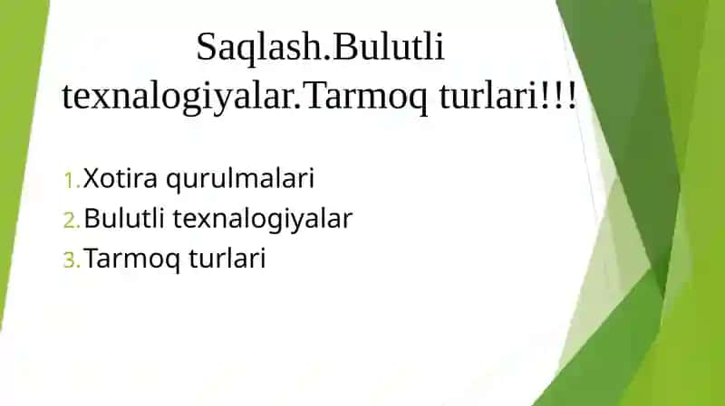 Saqlash qurulmalari va texnalogiyalari 1