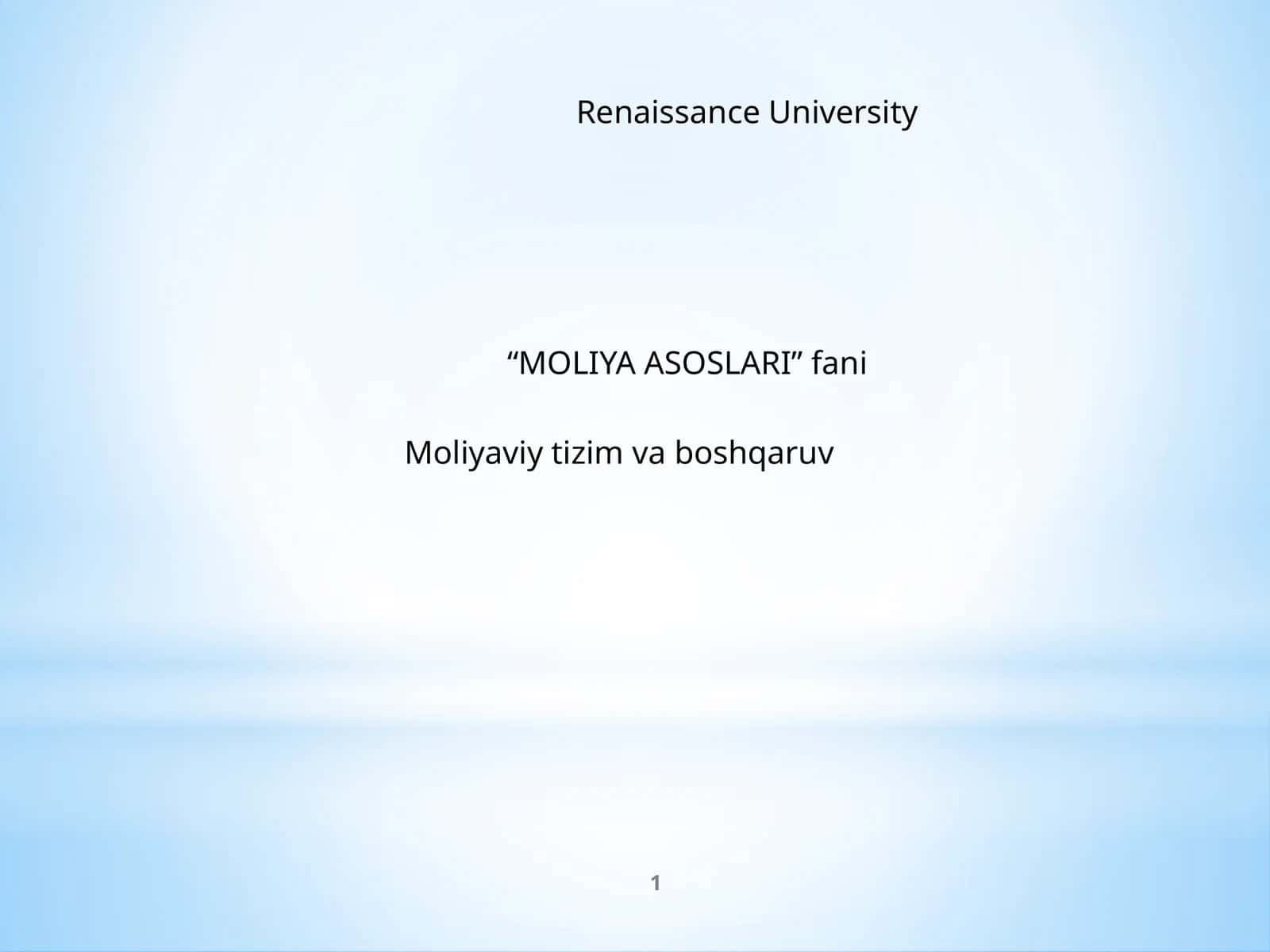 MOLIYA ASOSLARI 1