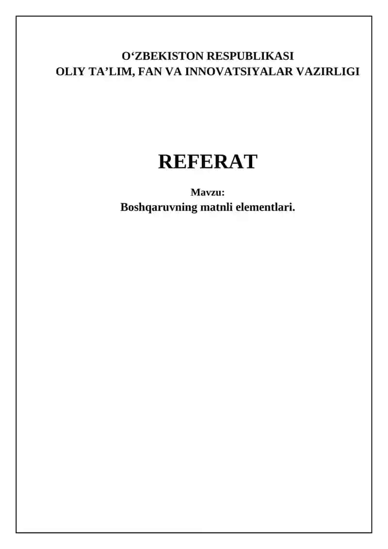 Boshqaruvning Matnli Elementlari 1