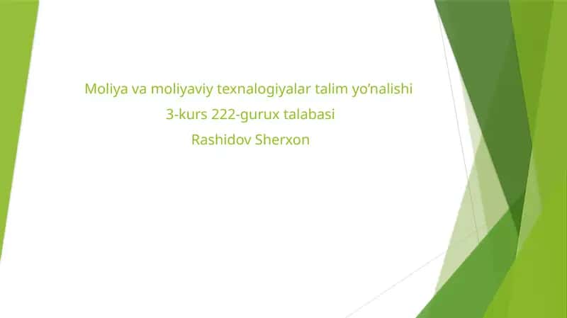 Moliyaviy texnologiyalar talim yonalishi 3-kurs 1