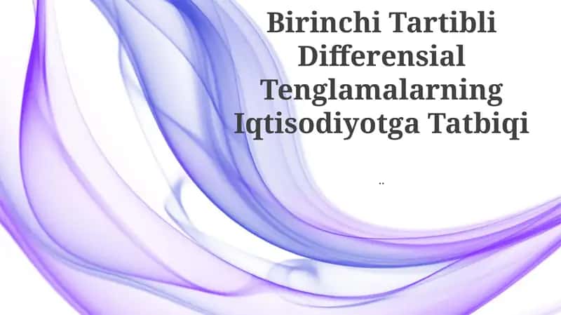 Birinchi Tartibli Differensial Tenglamalarning Iqtisodiyotga Tatbiqi 1