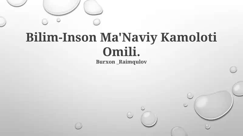 Bilim-Inson Ma'Naviy Kamoloti Omili 1