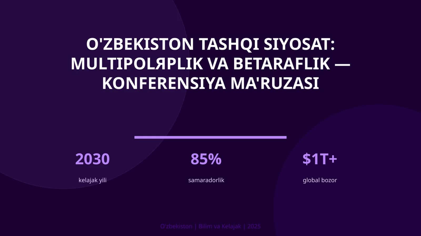 O'zbekiston tashqi siyosat: multipolярlik va betaraflik — konferensiya ma'ruzasi 1