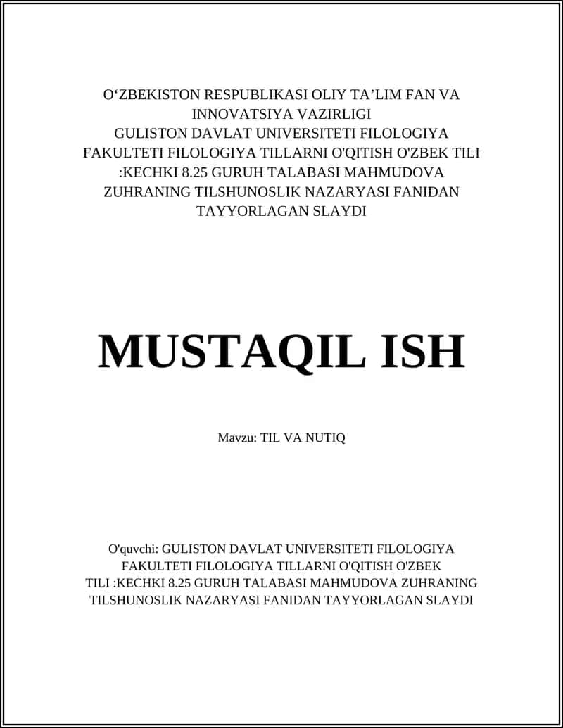 TIL VA NUTIQGA KIRISH: ASOSIY TUSHUNCHALAR 1