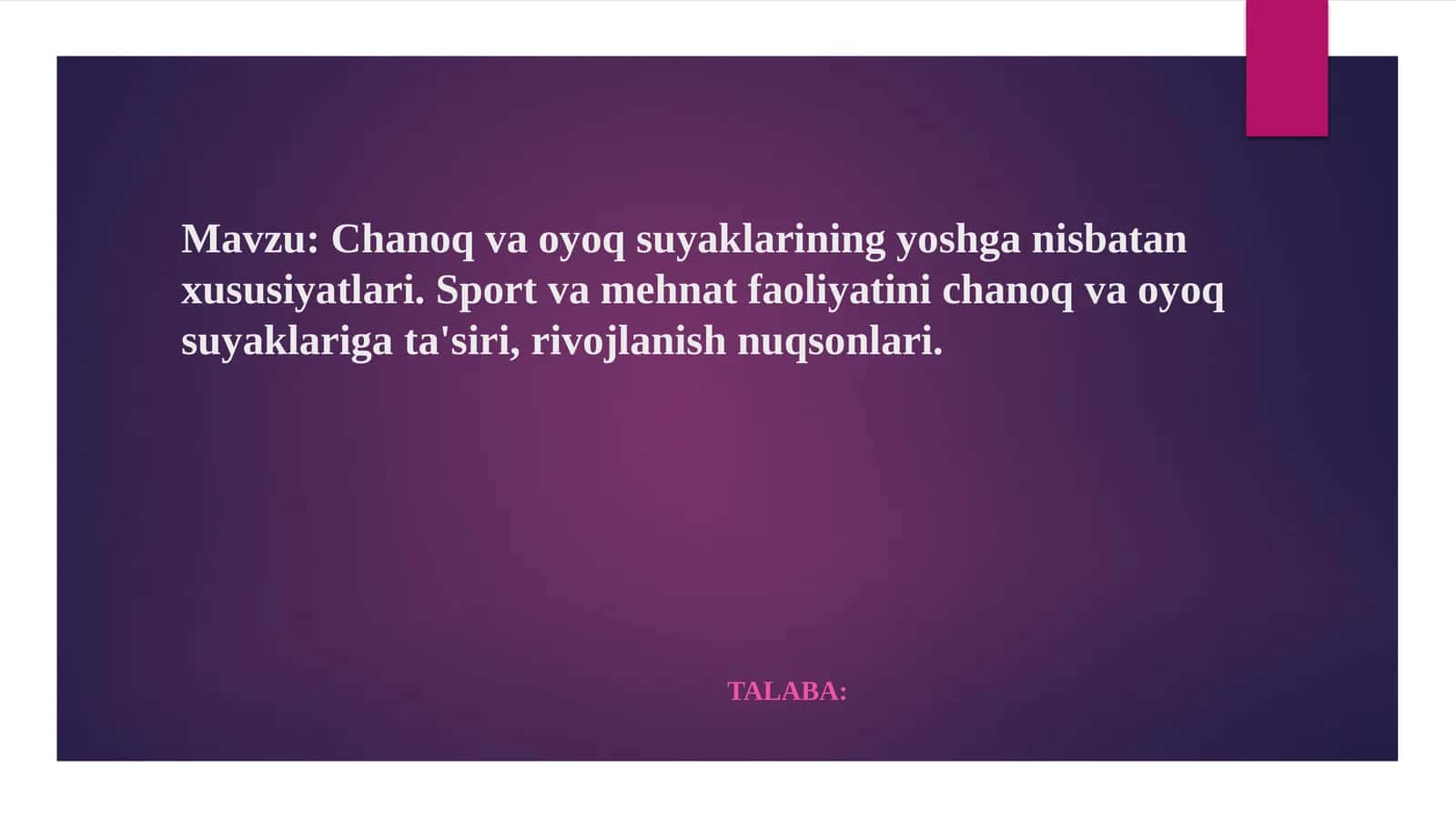 Chanoq va oyoq suyaklarining yoshganisbatan xususiyatlari 1