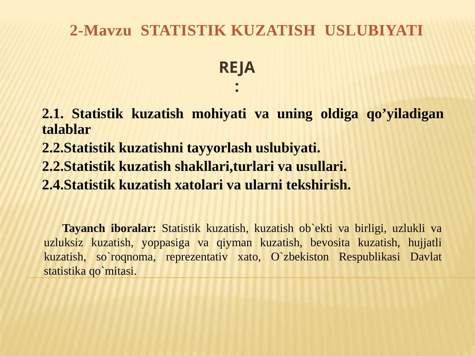 Statistik kuzatish uslubiyati 1