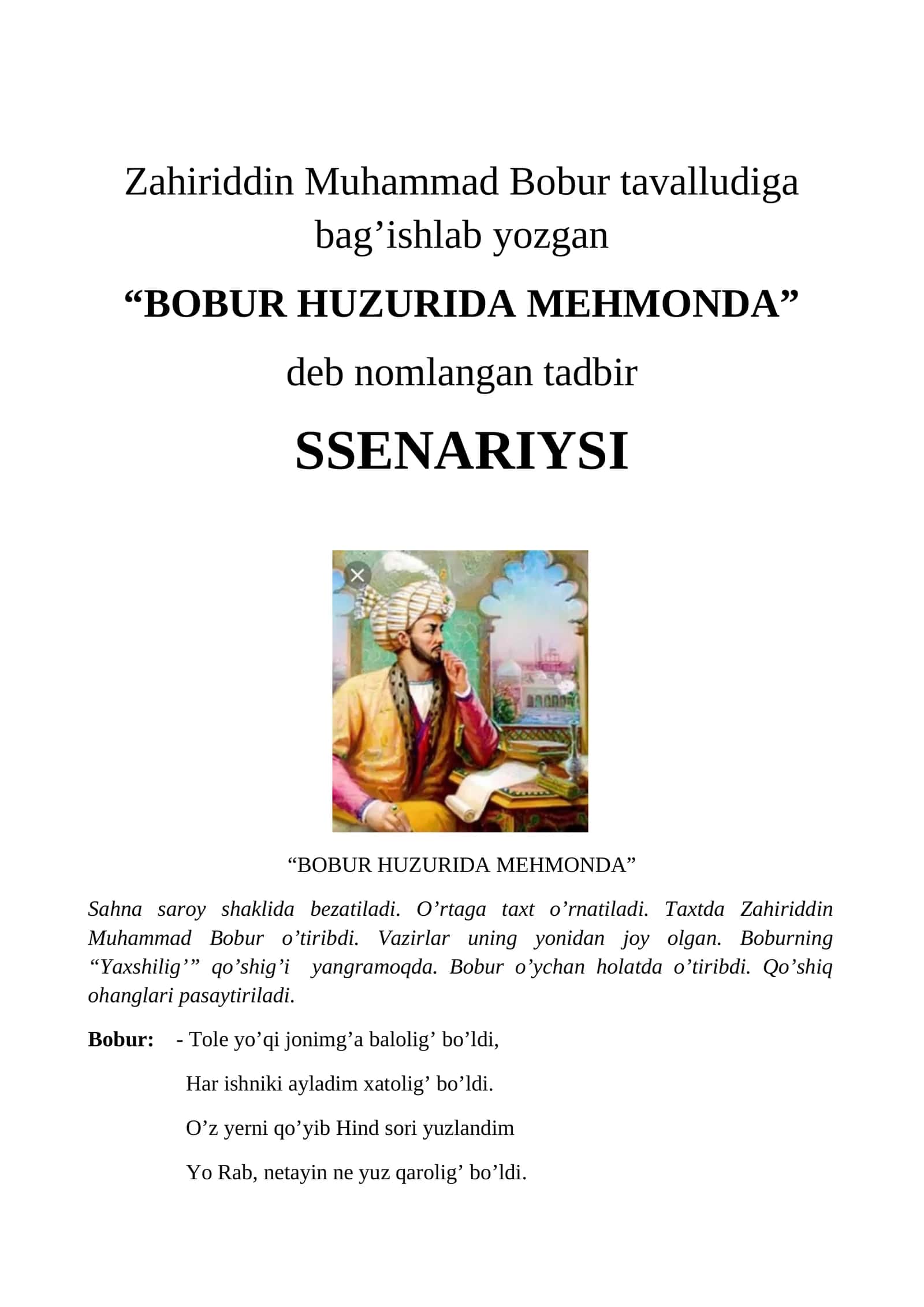 Bobur Huzurida Mehmonda 1