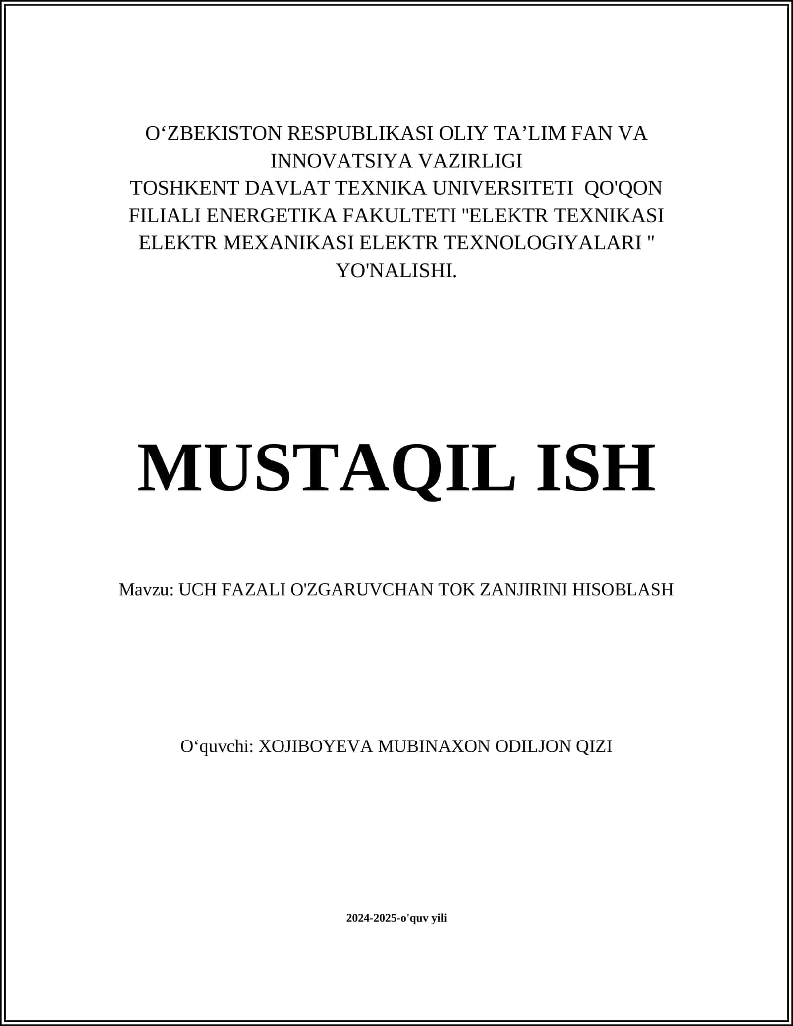 Uch fazali tok zanjirlarning asosiy elementlari 1