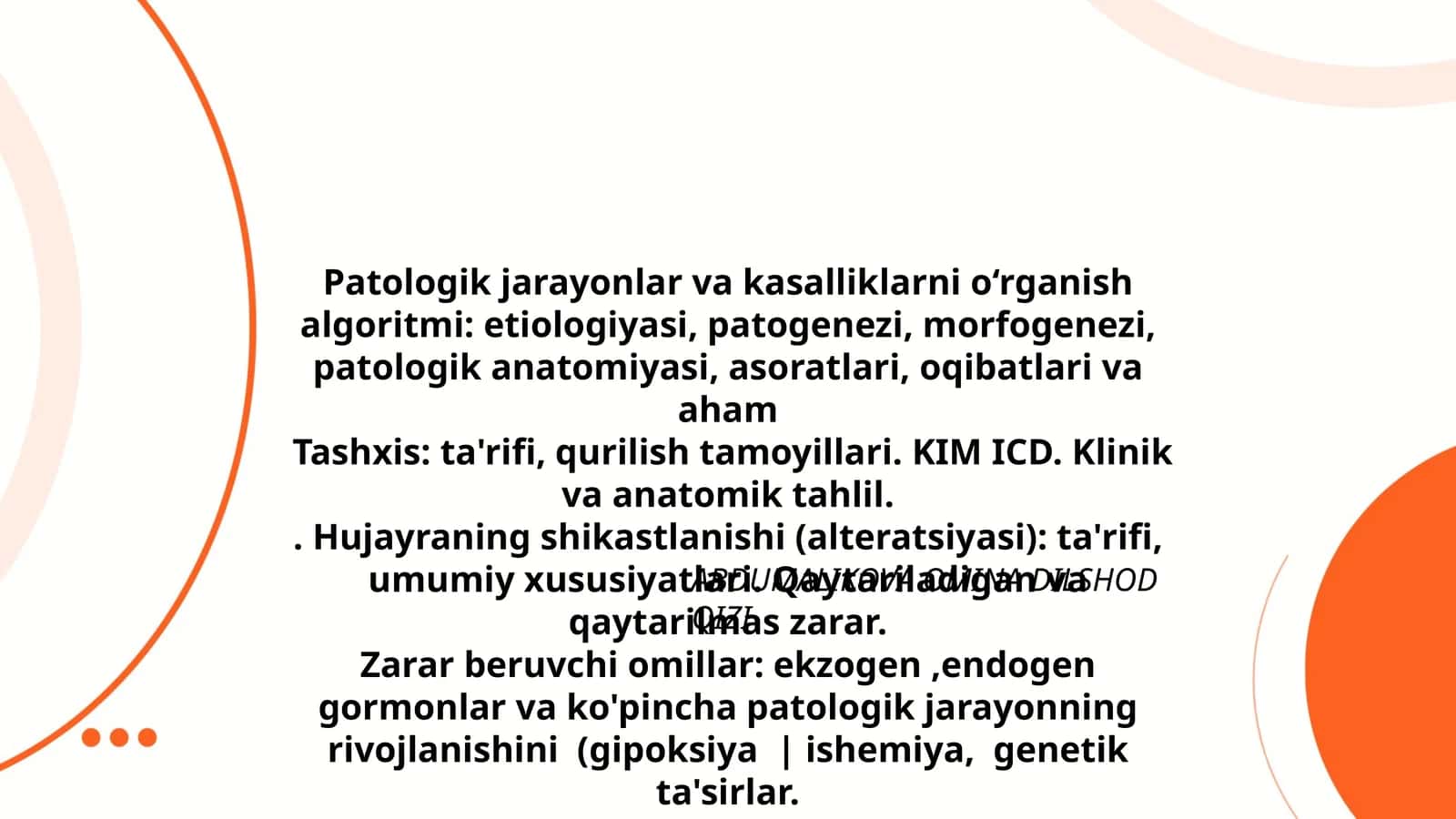 Patologik jarayonlar va kasalliklarni o‘rganish algoritmi 1
