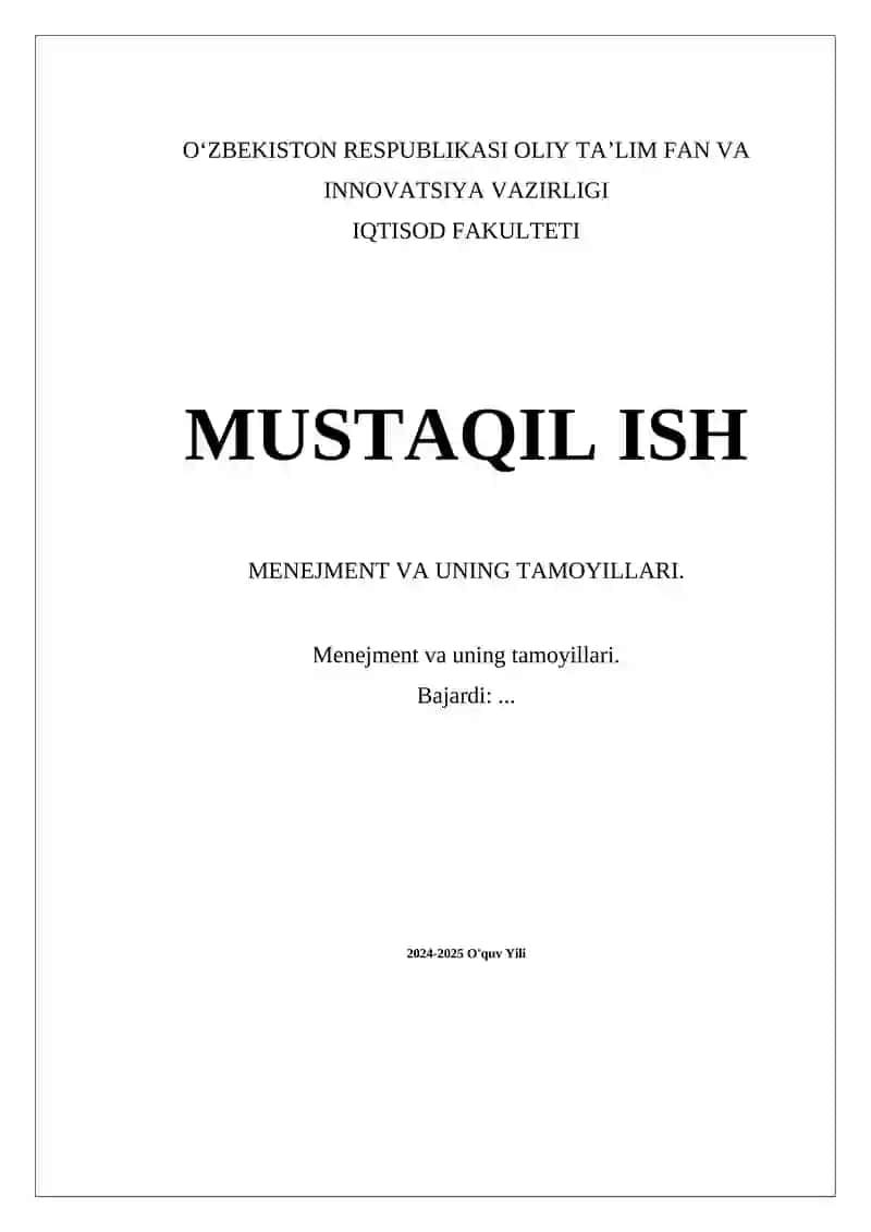 Menejment va uning tamoyillari