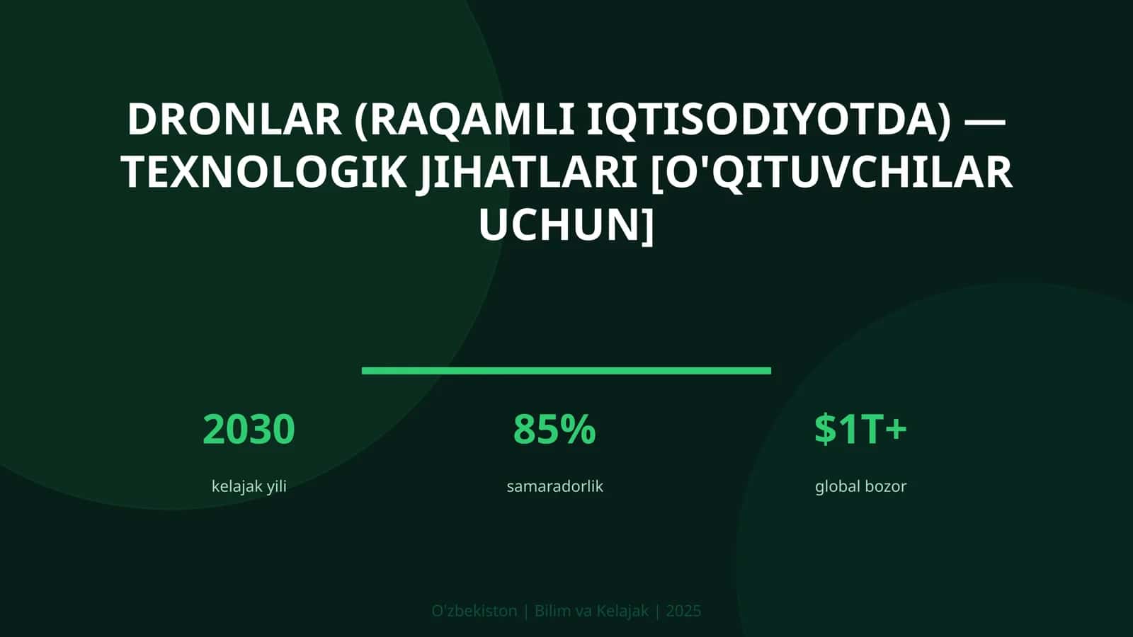Dronlar (raqamli iqtisodiyotda) — texnologik jihatlari [o'qituvchilar uchun] 1