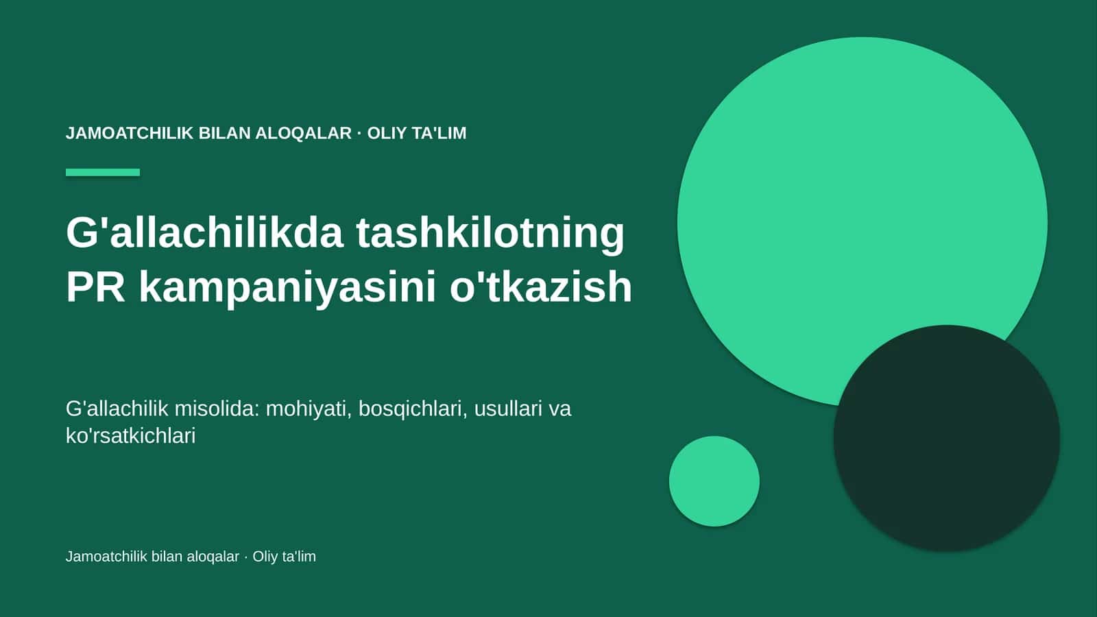 G'allachilikda tashkilotning PR kampaniyasini o'tkazish 1