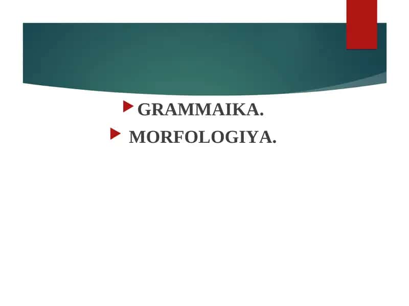 GRАMMАIKА. MОRFОLОGIYA. 1
