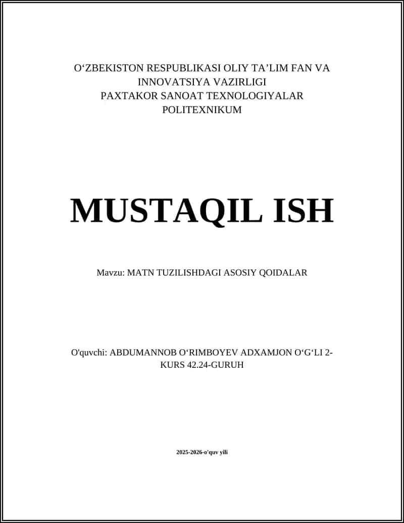 MATN TUZILISHDAGI ASOSIY QOIDALAR 1