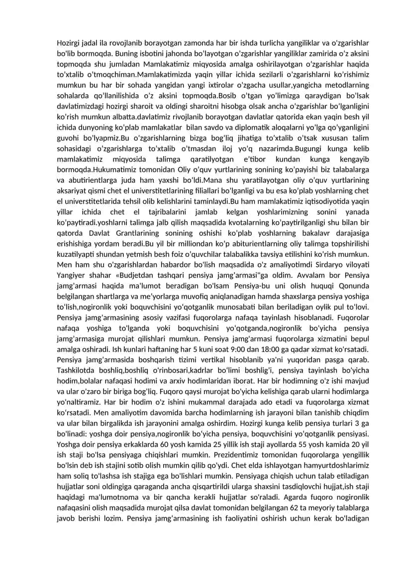 Mamlakatimizda O'zgarishlar 1