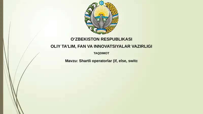 Shartli operatorlar (if, else, switch) 1