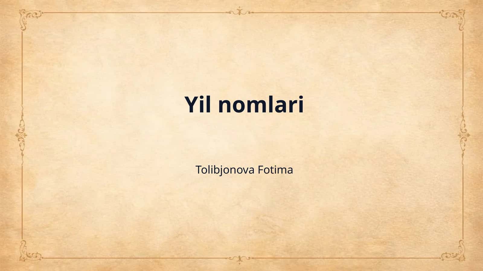 Yil nomlari 1