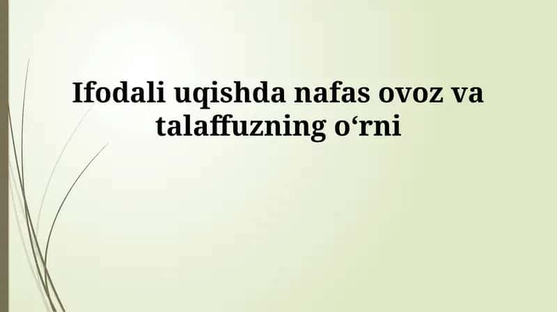 Nafas, ovoz va talaffuz 1