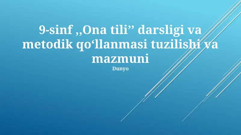 9-sinf Ona tili darsligi va metodik qo'llanmasi 1