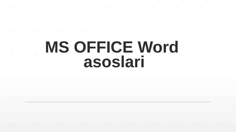 MS OFFICE Wordasoslari 1