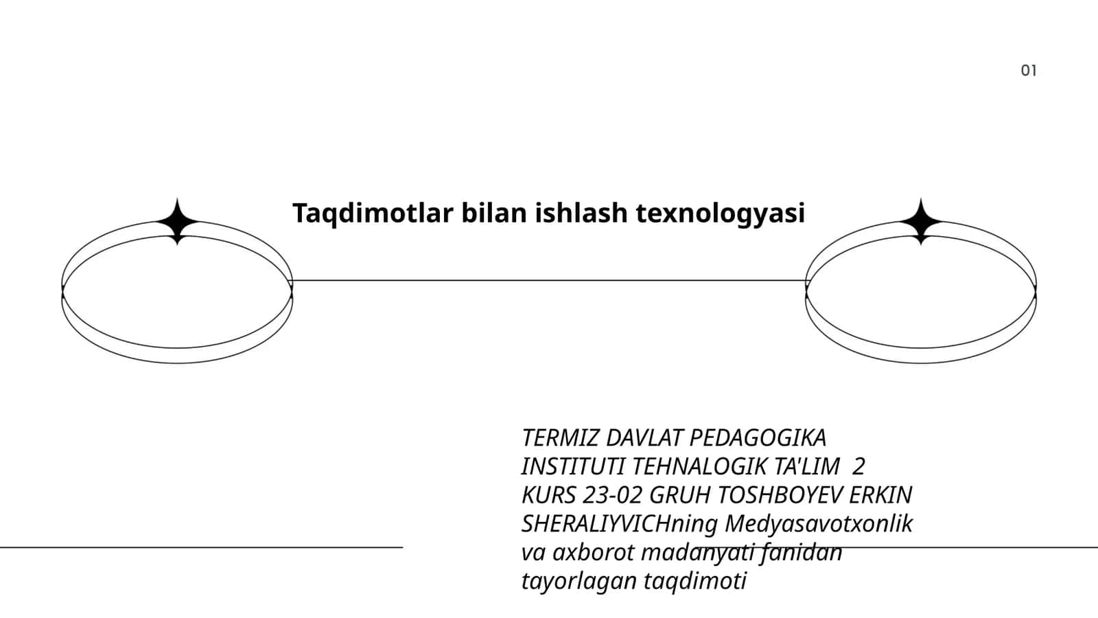 Medyasavotxonlik va axborot madanyati fanidan ta'lim 1