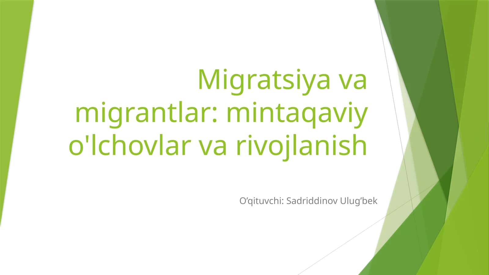Migratsiya va migrantlar: mintaqaviy o'lchovlar va rivojlanish 1