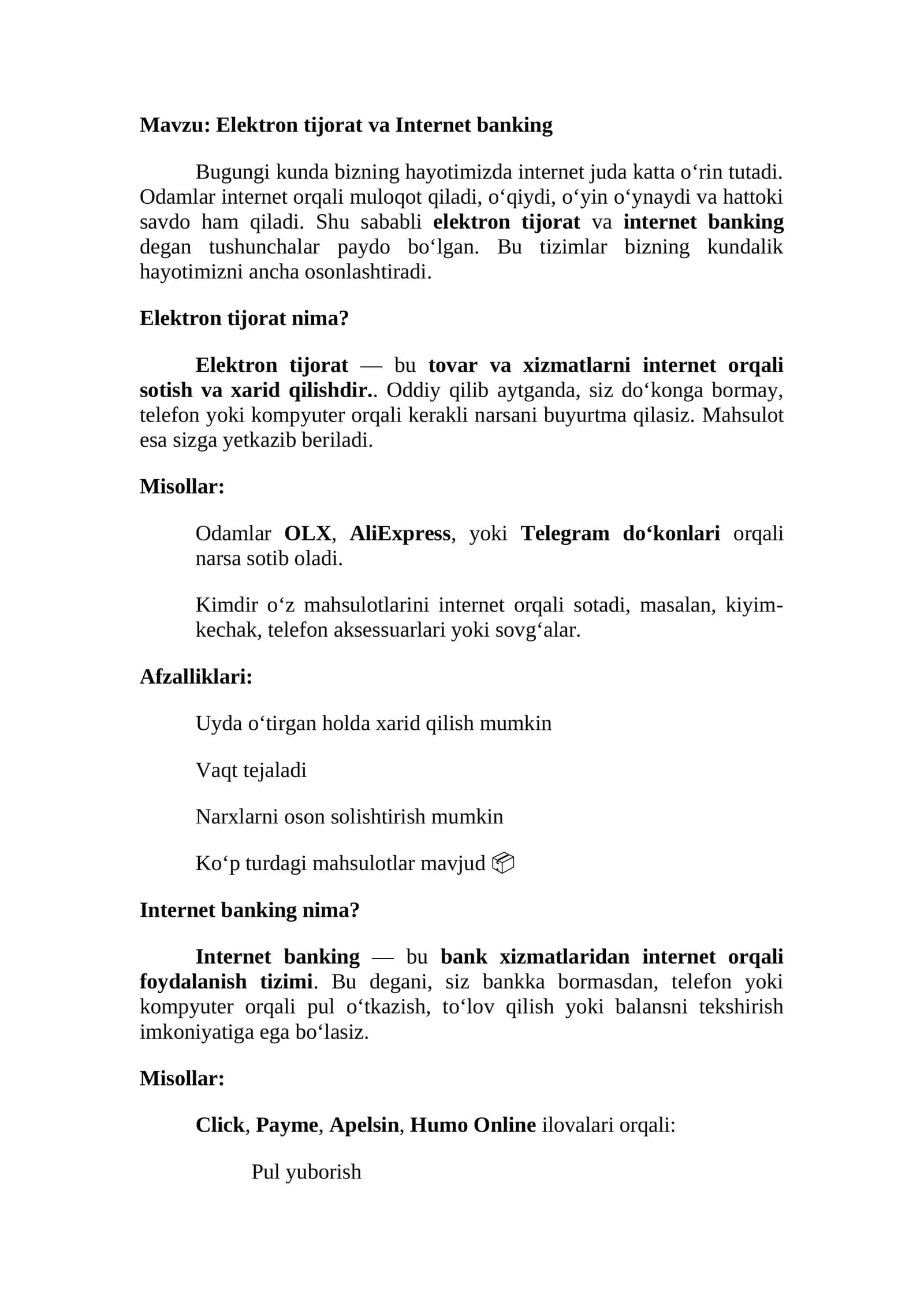 Elektron tijorat va Internet banking 1