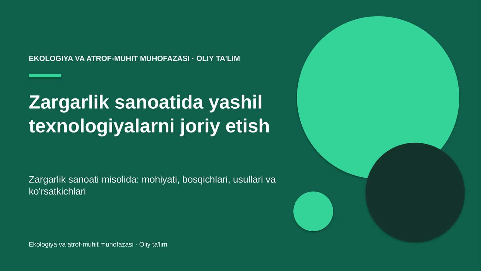 zargarlik sanoatida yashil texnologiyalarni joriy etish 1989 1