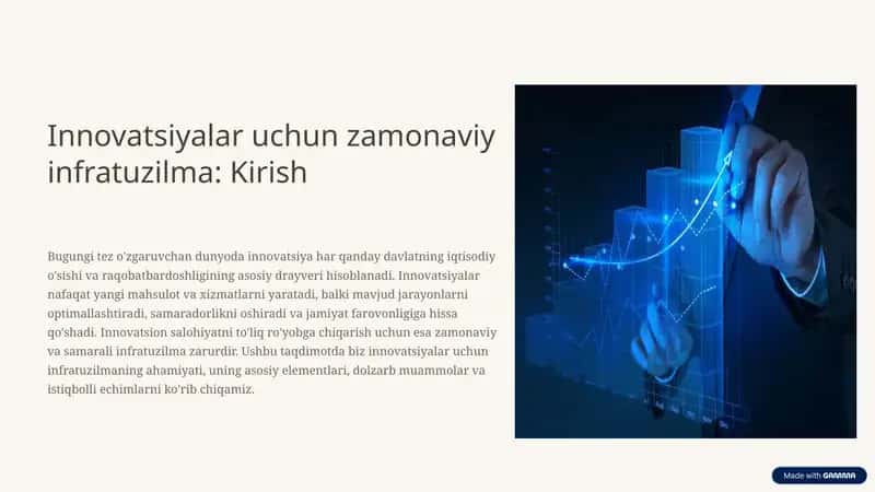 Innovatsiyalar uchun zamonaviy infratuzilma: Kirish 1