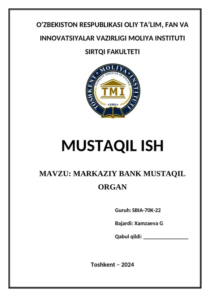 Markaziy Bank Mustaqil Organ 1