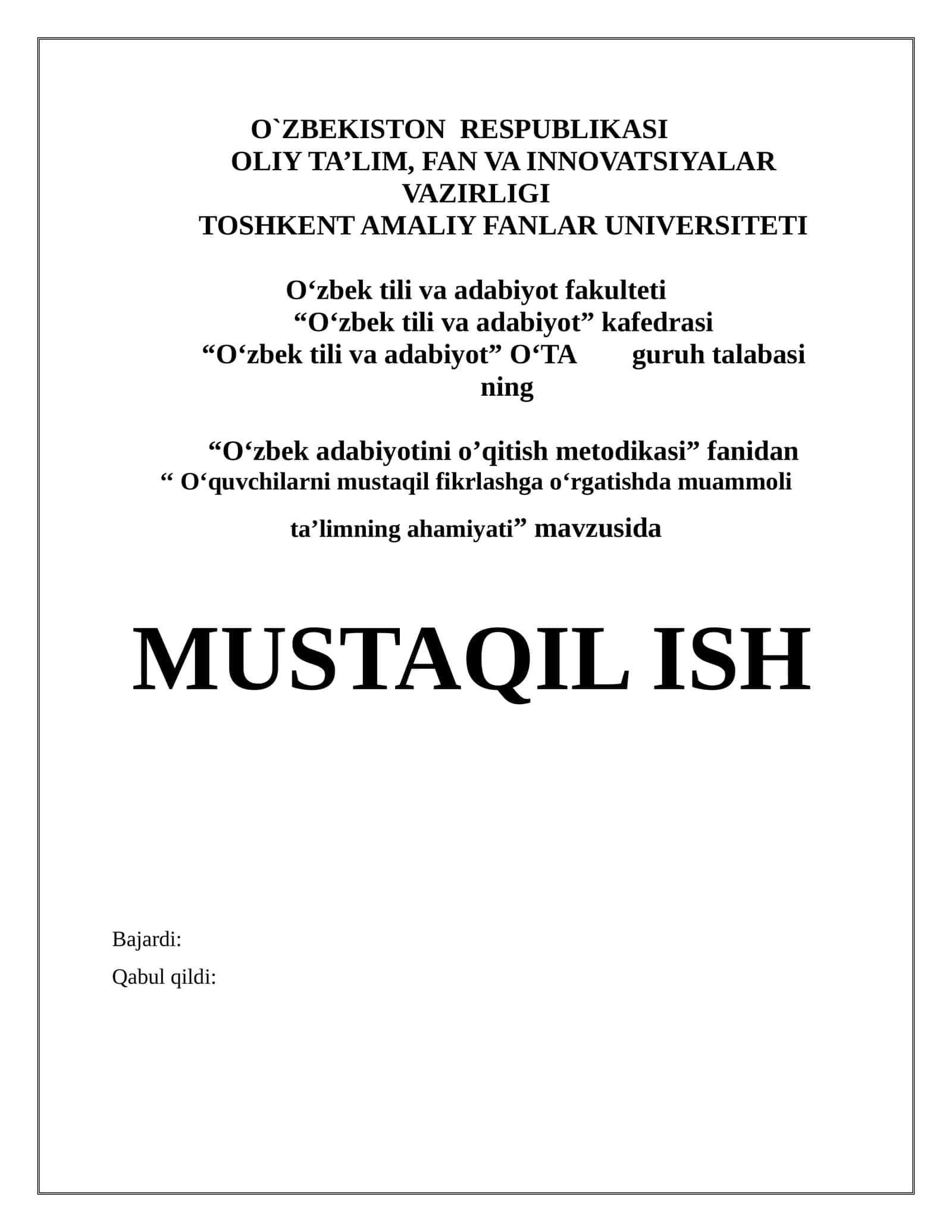 O‘quvchilarni mustaqil fikrlashga o‘rgatishda muammoli ta’limning ahamiyati 1