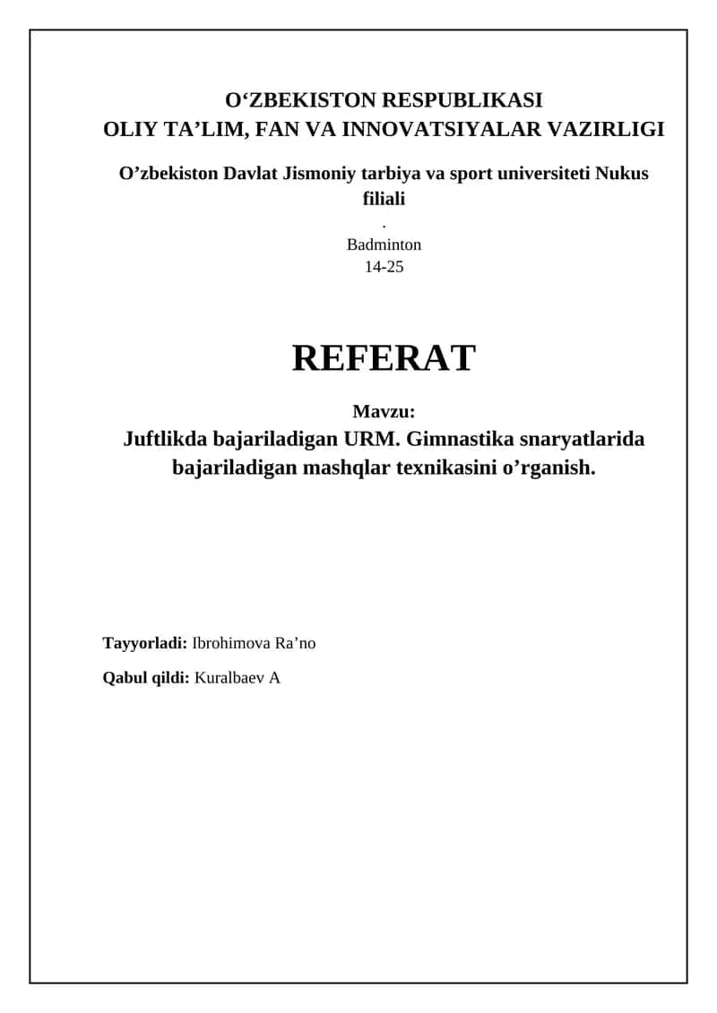 Badminton REFERAT 1