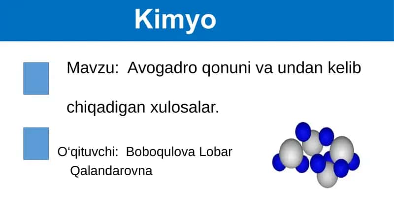 Avogadroqonuni va undan kelib chiqadigan xulosalar 1