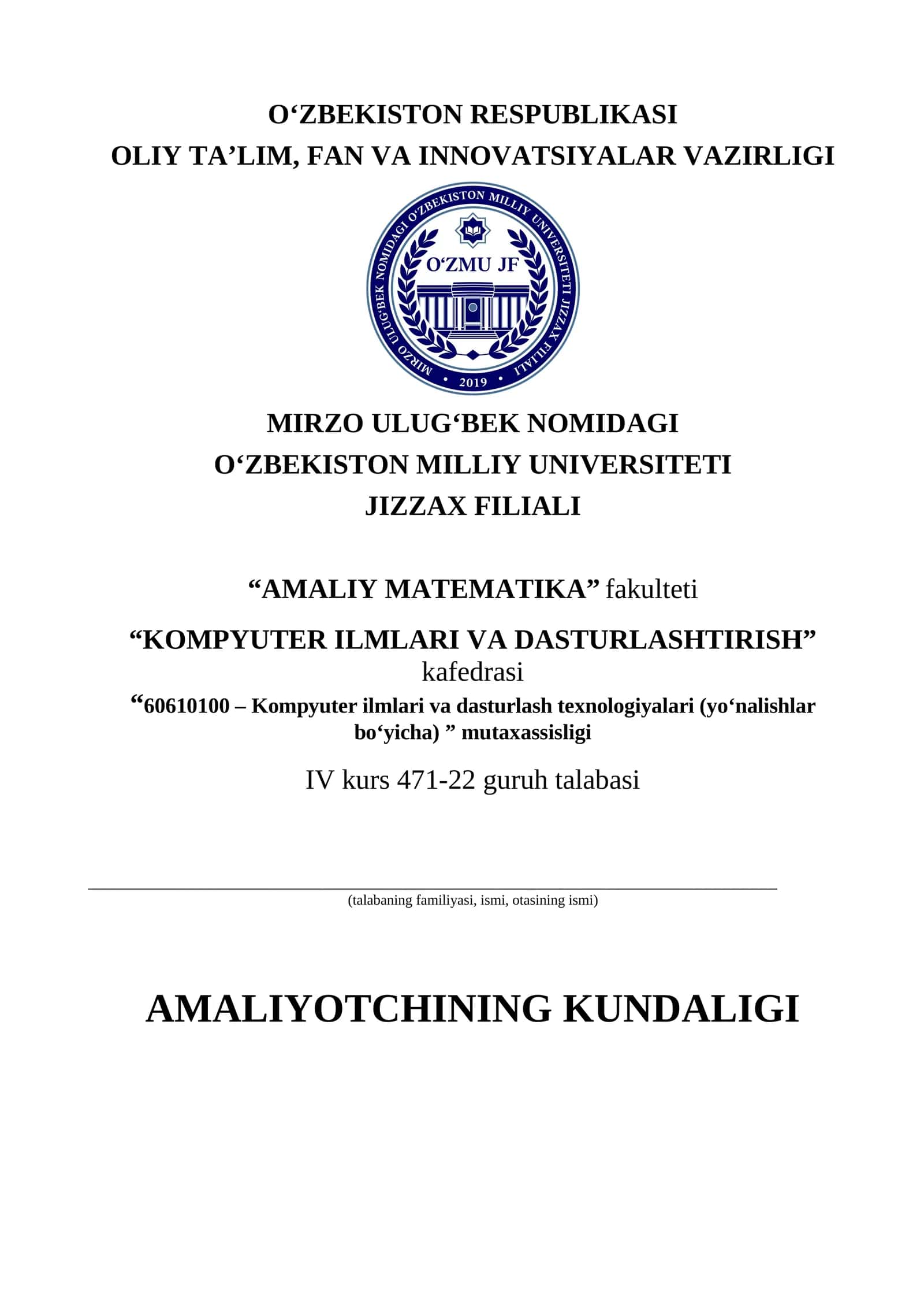 AMALIYOTCHINING KUNDALIGI 1