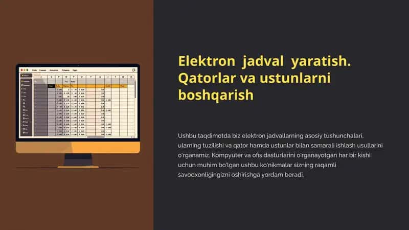 Elektron Jadval Yaratish 1