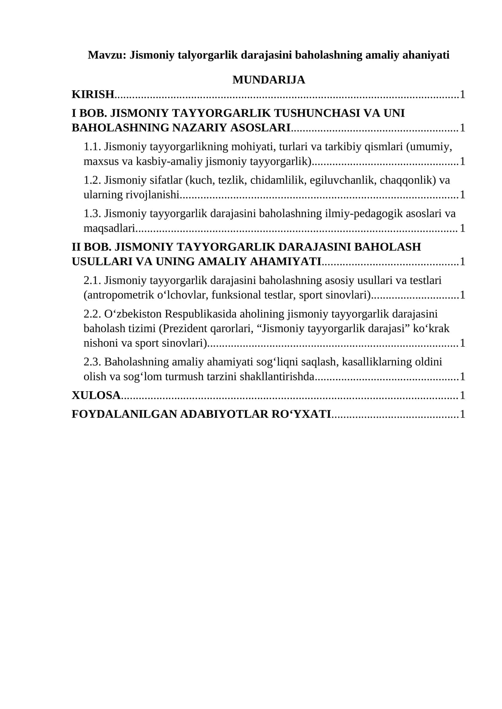 Jismoniy talyorgarlik darajasini baholashning amaliy ahaniyati 1