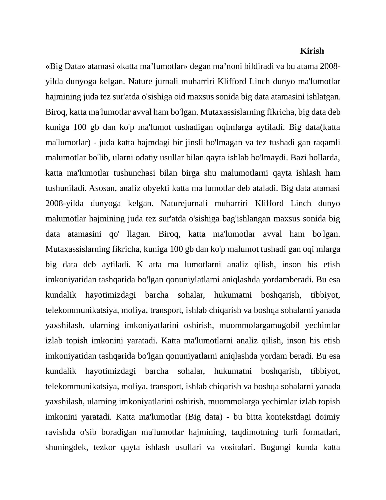 Katta ma'lumotlar (Big Data) 1