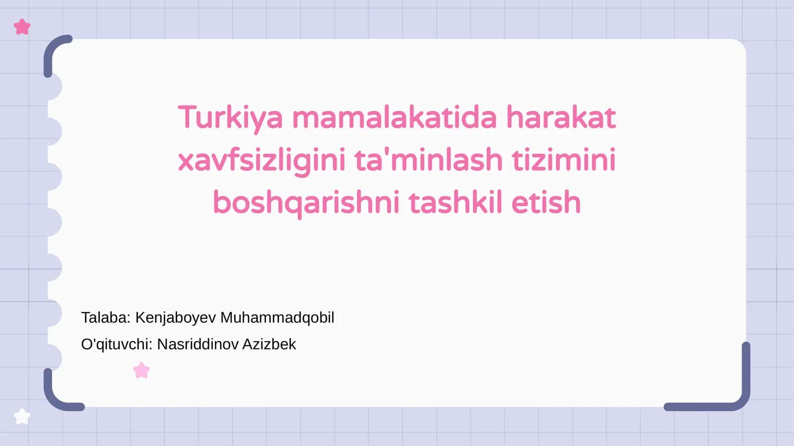 Harakat xavfsizligini ta'minlash tizimini boshqarishni tashkil etish 1