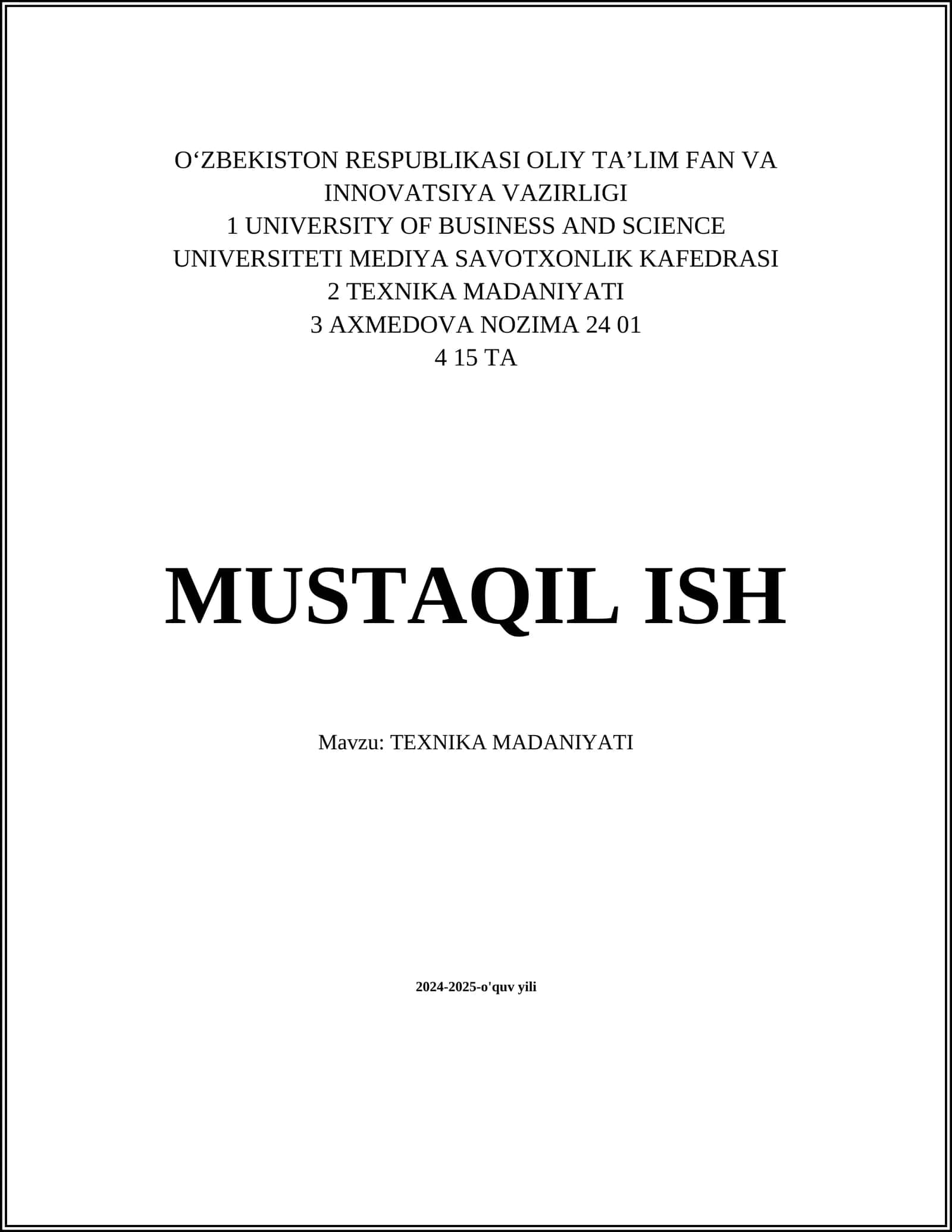 TEXNIKA MADANIYATI 1