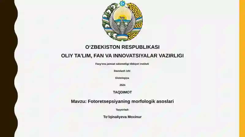 Fotoretsepsiyaning morfologik asoslari