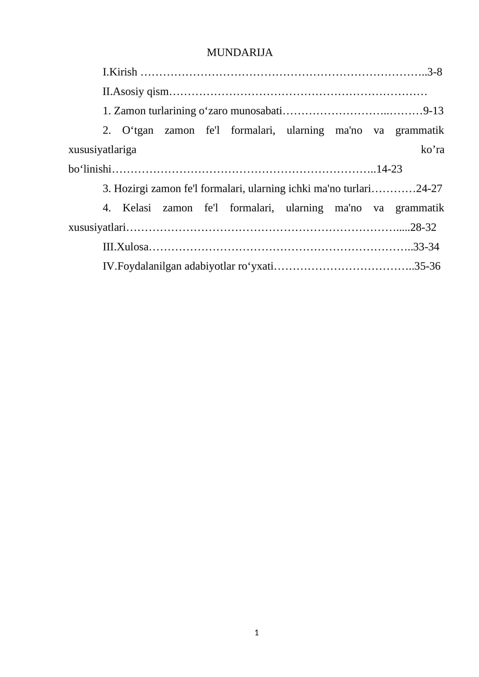 Zamon turlarining oʻzaro munosabati 1