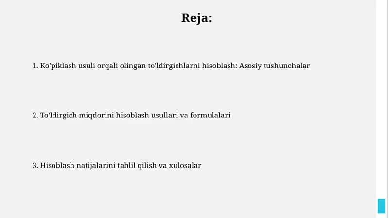 To'ldirgich miqdorini hisoblash usullari va formulalari 1