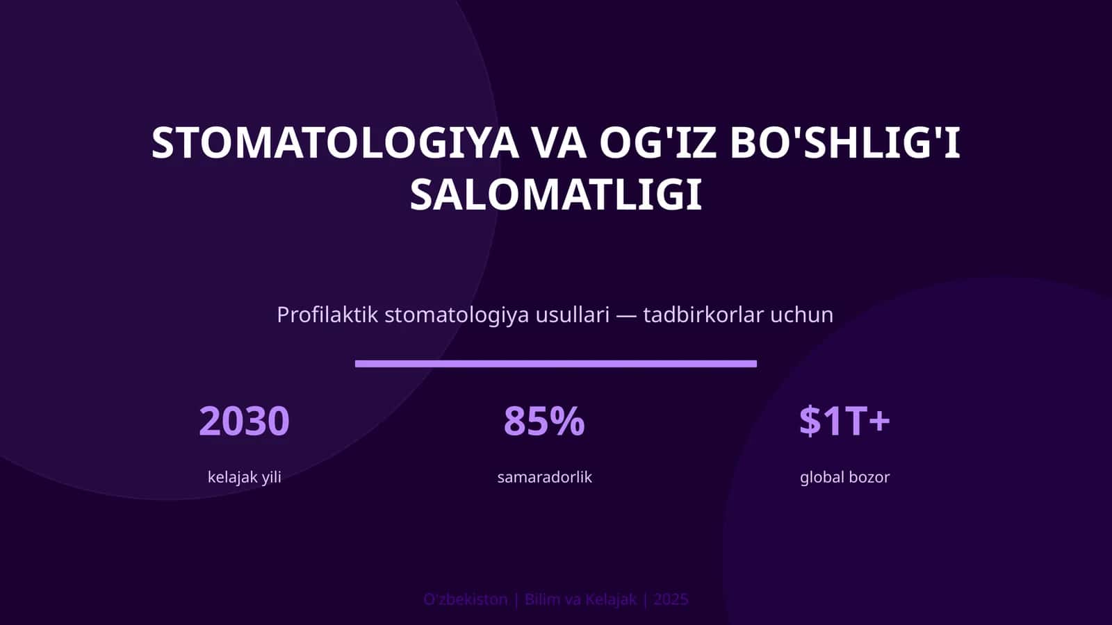 STOMATOLOGIYA VA OG'IZ BO'SHLIG'I SALOMATLIGI 1