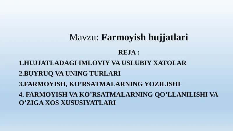 Farmoyish hujjatlari 1