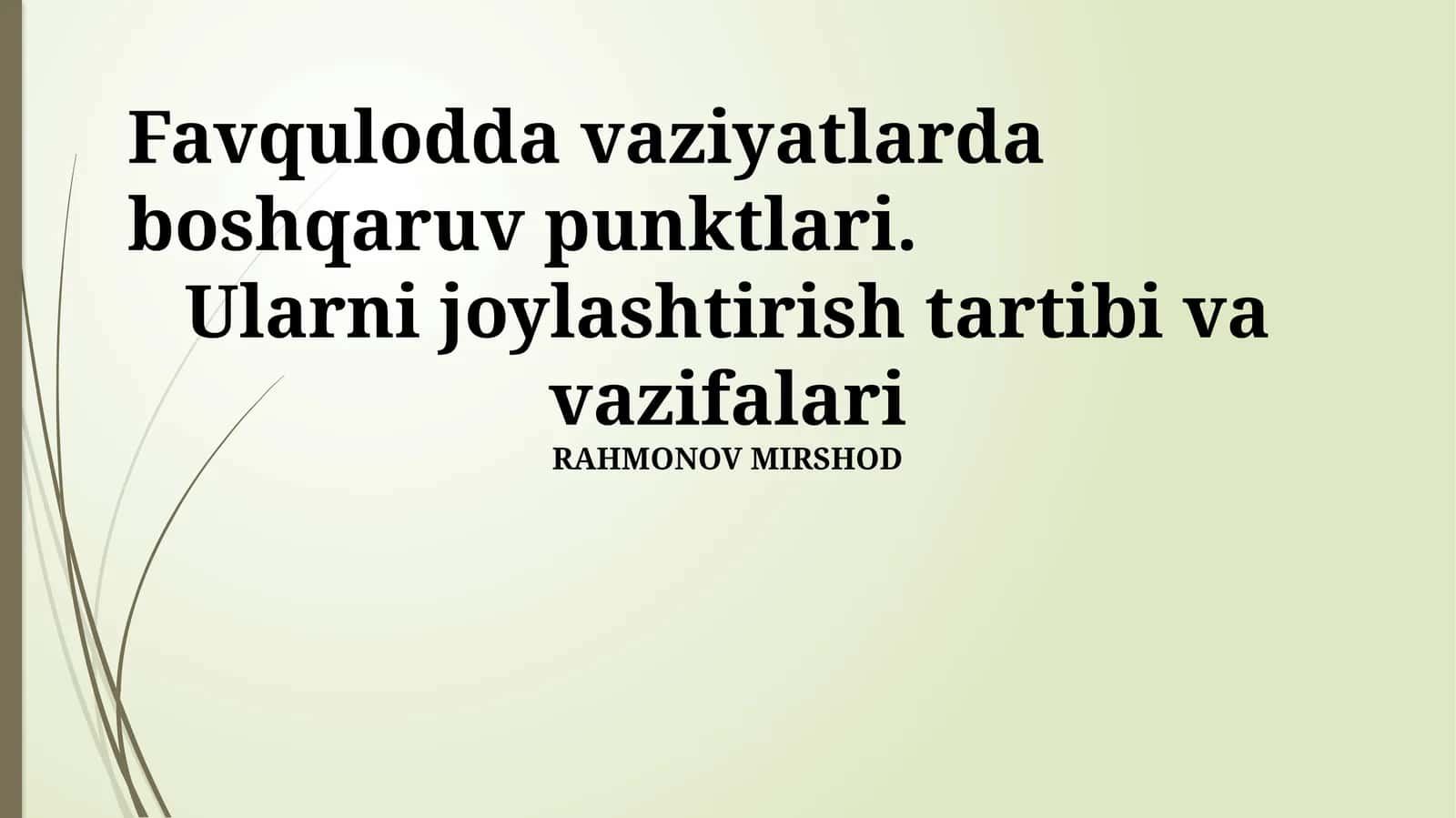 Favqulodda vaziyatlarda boshqaruv punktlari 1