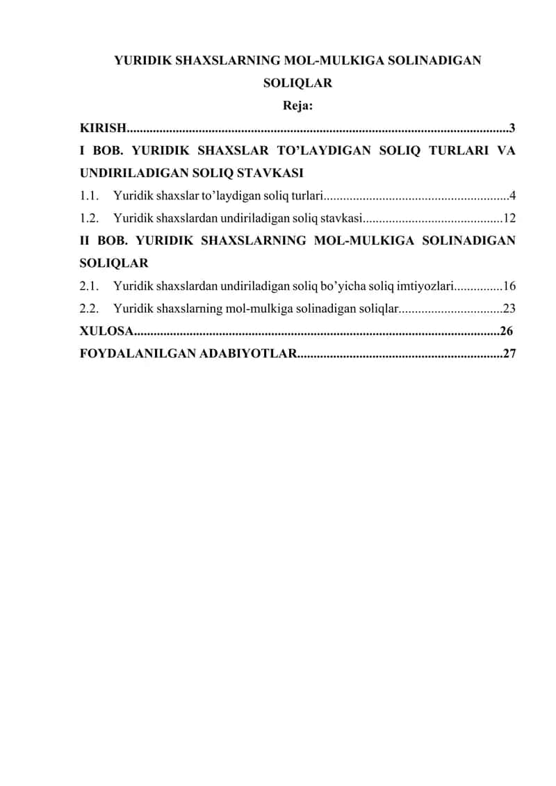 YURIDIK SHAXSLARNING MOL-MULKIGA SOLINADIGAN SOLIQLAR 1