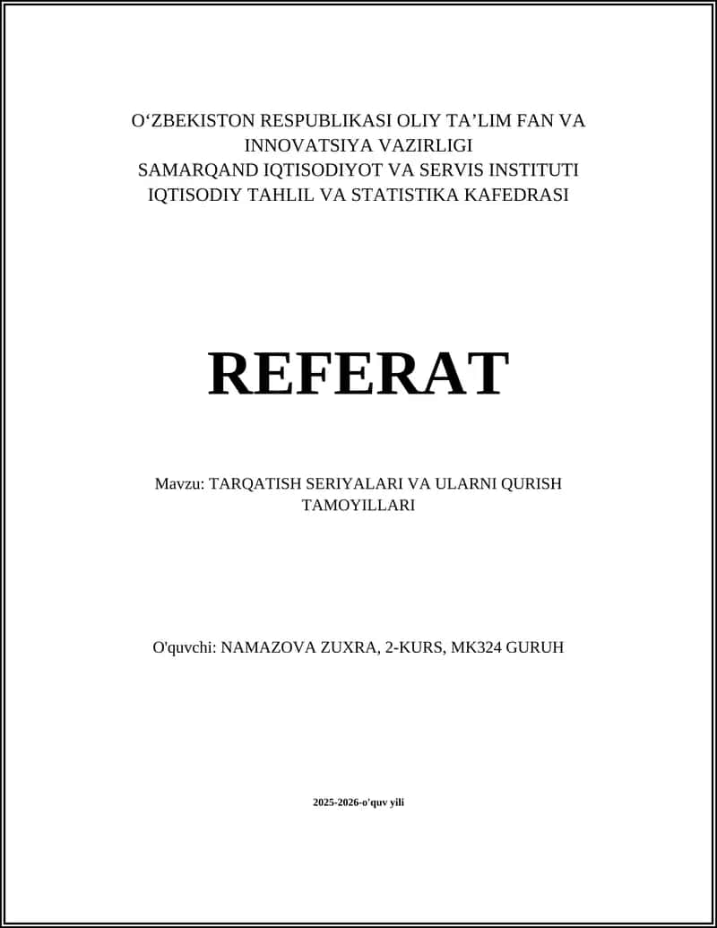 TARQATISH SERIYALARI VA ULARNI QURISH TAMOYILLARI 1