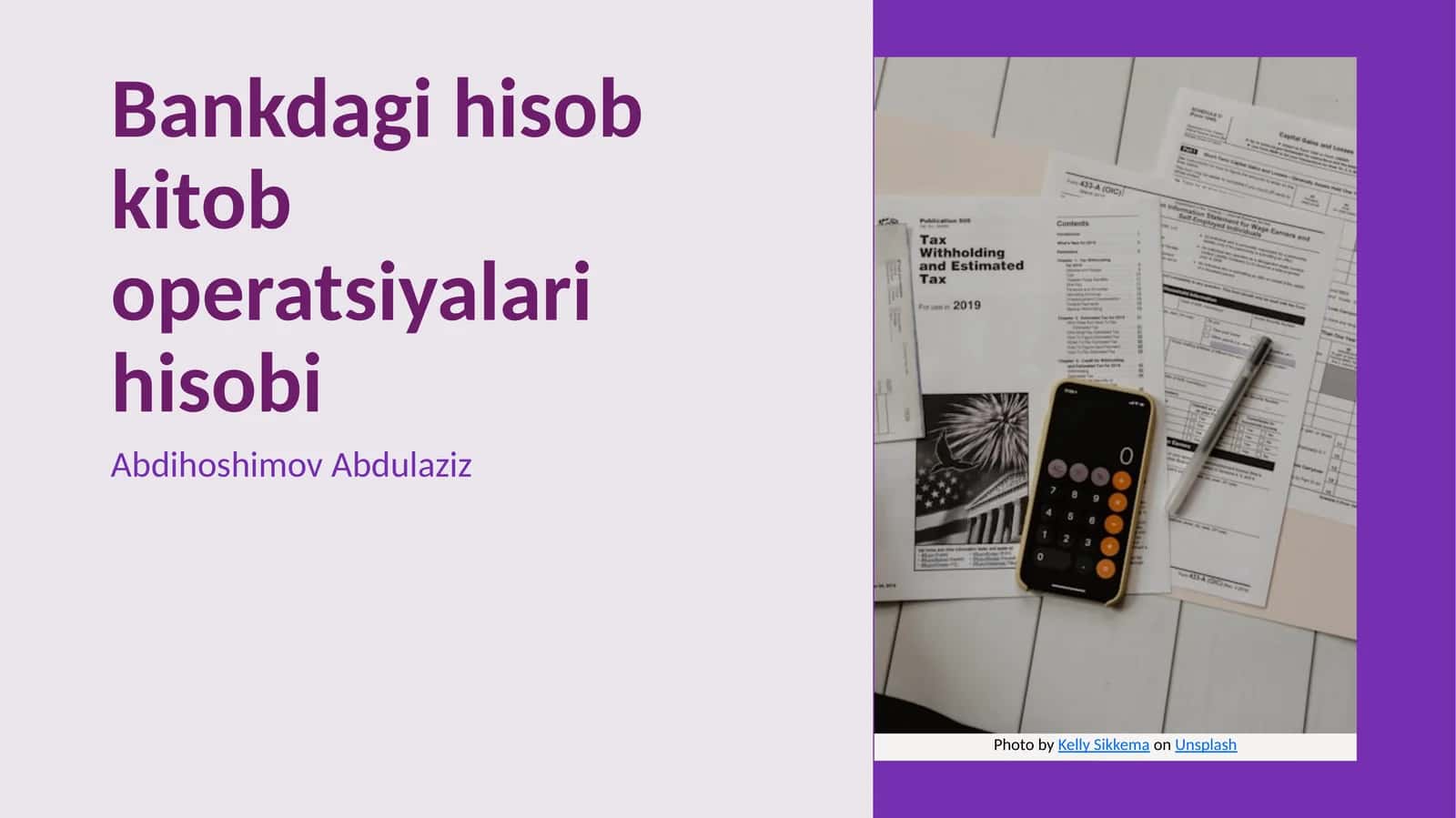 Bankdagi hisob kitob operatsiyalari hisobi 1