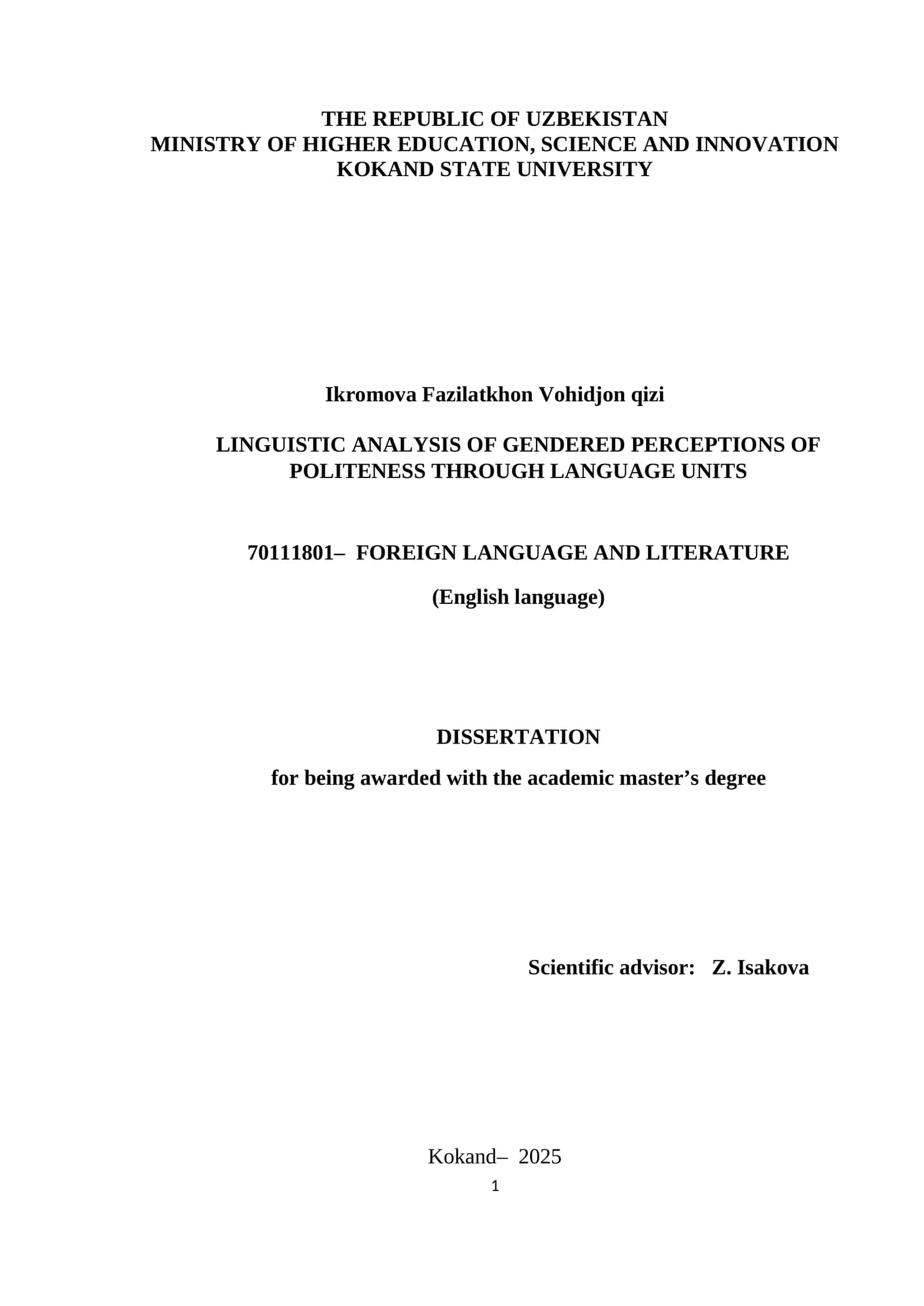 Magistlik dissertatsiya 1